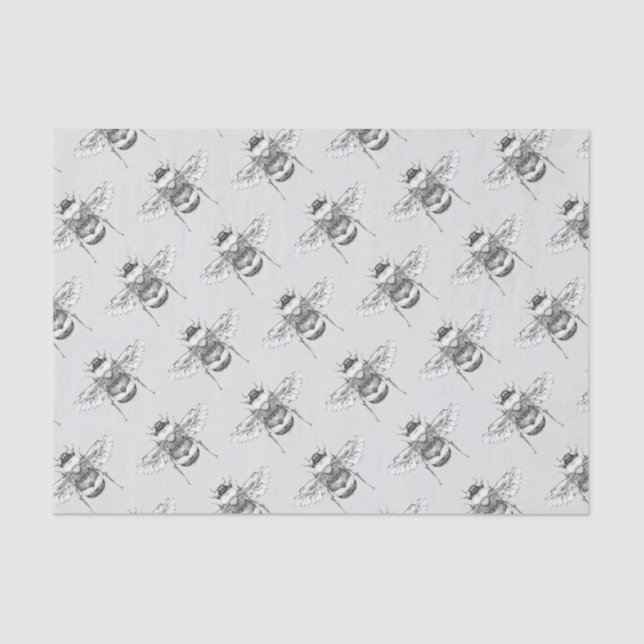 Vintage Bumble Bees & Grey Tissue Paper (Front)