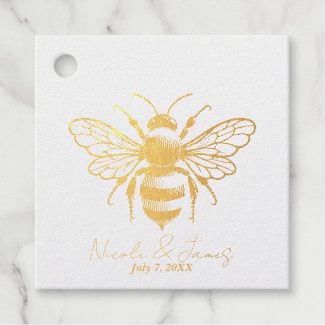 Vintage Bumble Honey Bee Favour Tags (Front)
