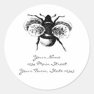 Vintage Bumblebee Classic Round Sticker