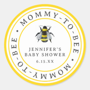 Vintage Bumblebee Mummy-To-Bee Baby Shower Favour Classic Round Sticker