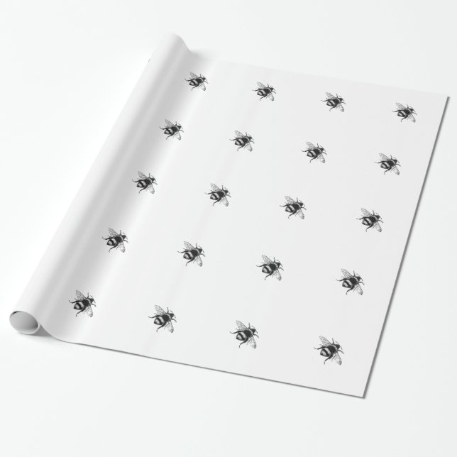 Vintage BumbleBee Wrapping Paper (Unrolled)
