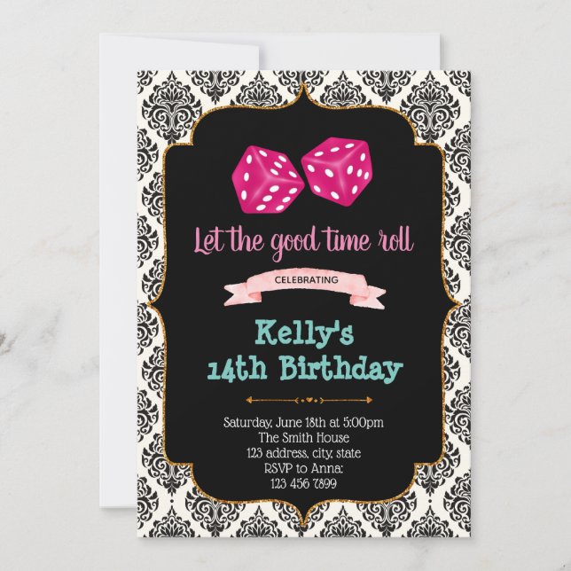 Vintage bunco night party invitation (Front)