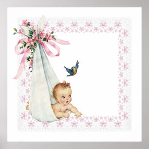 Vintage Bundle of Joy Pink Baby Girl Poster