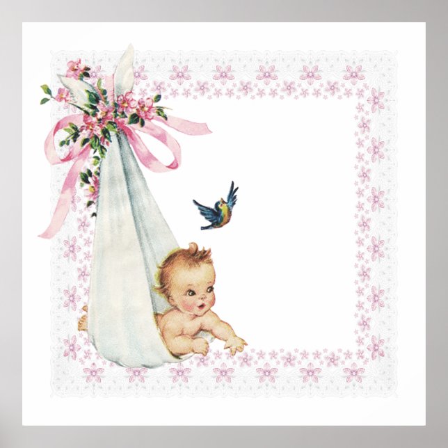 Vintage Bundle of Joy Pink Baby Girl Poster (Front)