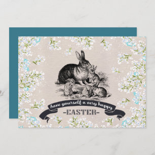 Vintage Bunnies Custom Easter Brunch Invitation