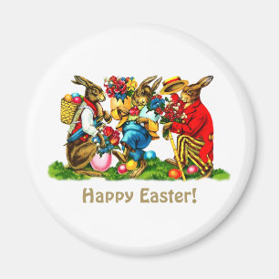 Vintage Bunnies Easter Gift Magnets