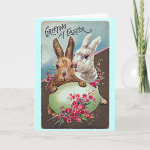 Vintage Bunnies Easter Greeting Card