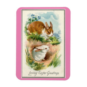 Vintage Bunnies Easter Magnet