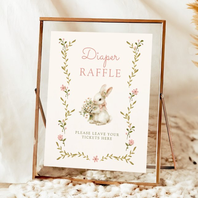 Vintage Bunny Baby Shower Diaper Raffle Sign (Creator Uploaded)
