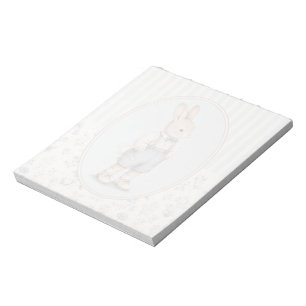 Vintage Bunny Boy Notepad, Floral Rabbit Writing Notepad
