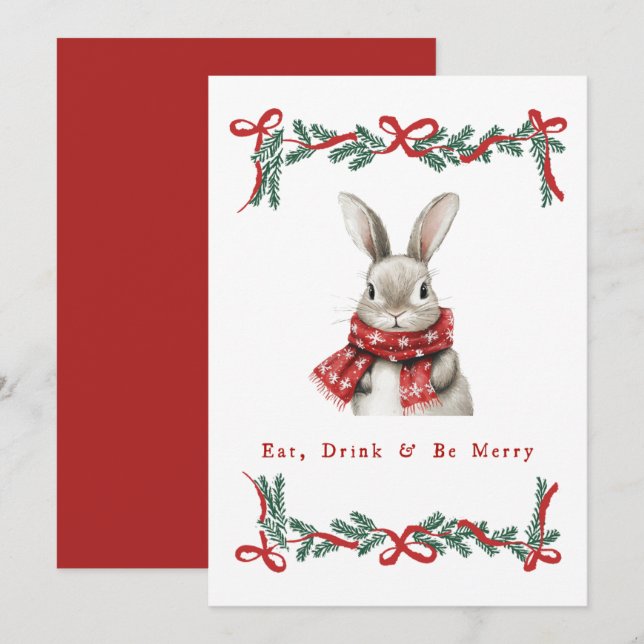 Vintage Bunny Christmas Card  (Front/Back)