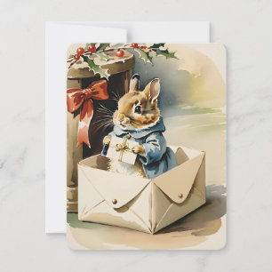 vintage bunny christmas  holiday card