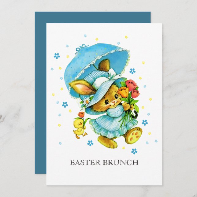 Vintage Bunny Custom Easter Brunch Invitation (Front/Back)