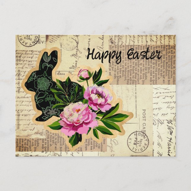 Vintage Bunny Easter Collage Postcard (Front)
