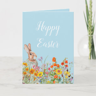 Vintage Bunny Floral Spring Easter Card