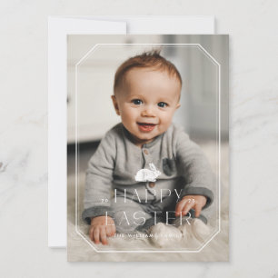 Vintage Bunny Frame Easter Photo Card - White