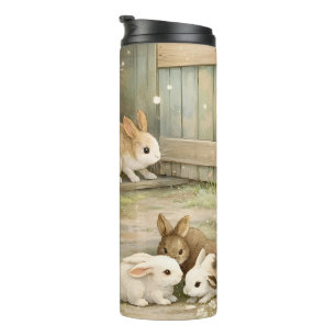 Vintage Bunny Garden Illustration   Cottagecore  Thermal Tumbler