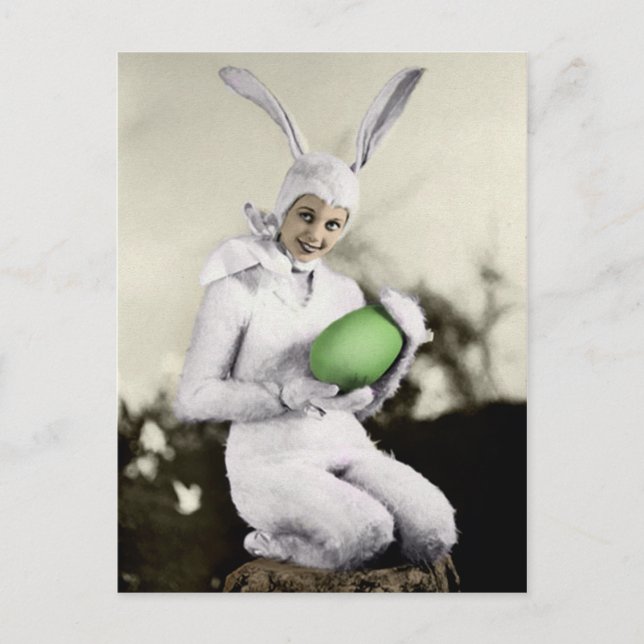 Vintage Bunny Girl Easter Postcard (Front)