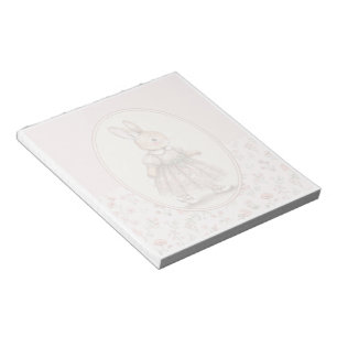 Vintage Bunny Girl Notepad, Floral Rabbit Writing Notepad