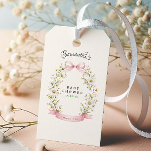 Vintage Bunny Green Gingham Baby Shower Gift Tags