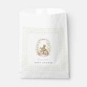Vintage Bunny Green Gingham Girl Baby Shower Favour Bags