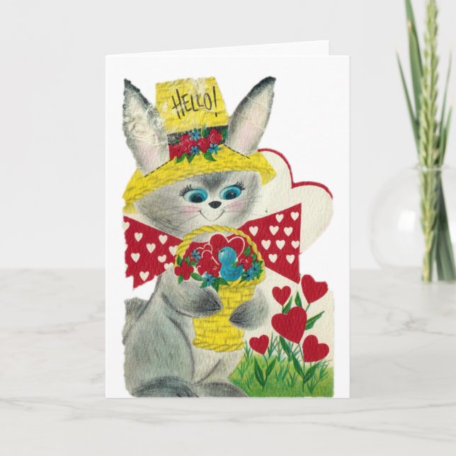 Vintage Bunny Hello Card (Front)