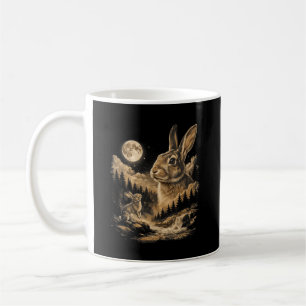Vintage Bunny Howling to the Moon Rabbit Night Art Coffee Mug