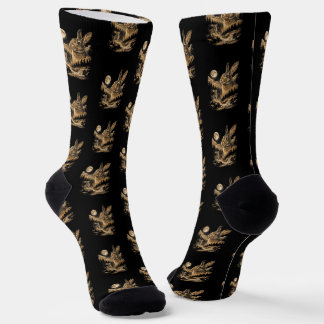 Vintage Bunny Howling to the Moon Rabbit Night Art Socks