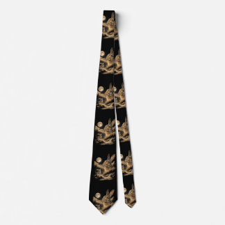 Vintage Bunny Howling to the Moon Rabbit Night Art Tie