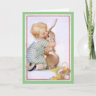 Vintage Bunny Hug Retro Easter Card