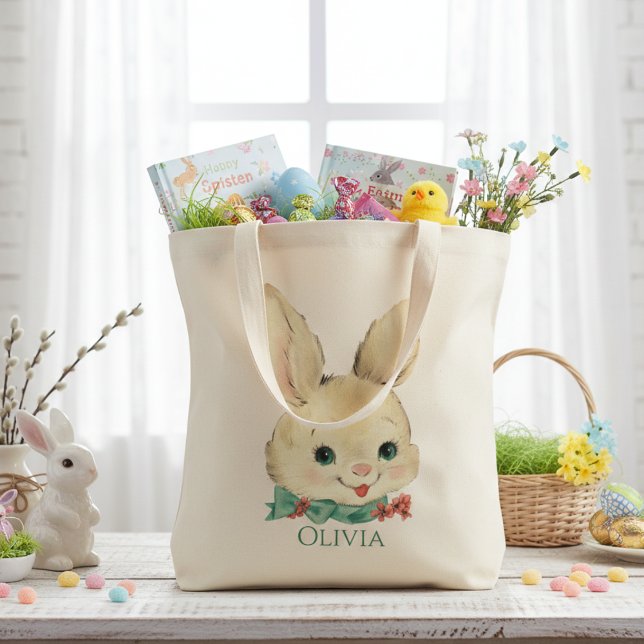 Vintage Bunny Personalised Easter Tote Bag (Vintage Bunny Personalized Easter Tote Bag)
