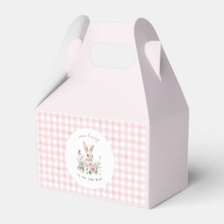 Vintage Bunny Pink Gingham Girl Baby Shower Favour Box