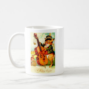 Vintage Bunny Playing with Violin Easter Greeting Coffee Mug