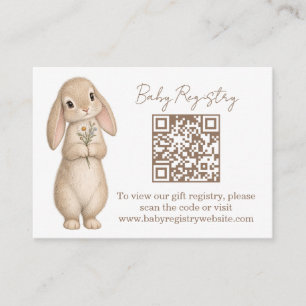 Vintage Bunny QR Code Baby Registry Enclosure Card