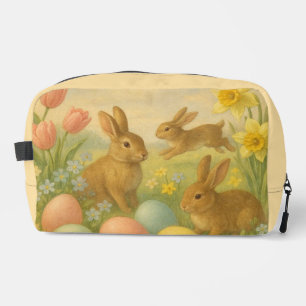 Vintage Bunny/Rabbit Easter Egg/Spring  Fleece  Dopp Kit
