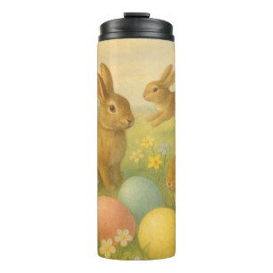 Vintage Bunny/Rabbit Easter Egg/Spring Fleece Thermal Tumbler