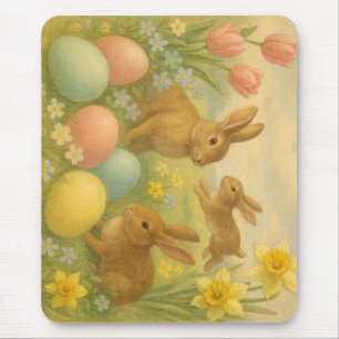 Vintage Bunny/Rabbit Easter Egg/Spring Mouse Mat