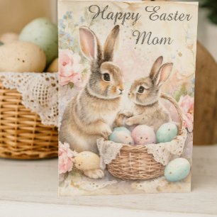 Vintage Bunny Rabbits Easter Holiday  Card