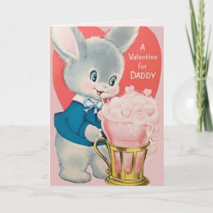 Vintage Bunny Valentine for Daddy Custom Retro Holiday Card