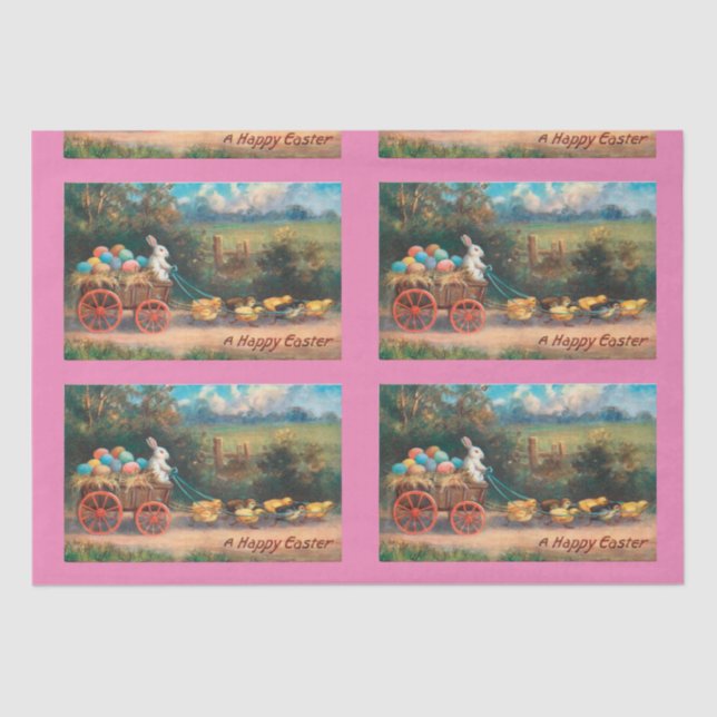 Vintage Bunny With Cart Tissue Paper (Front)