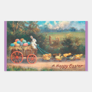 Vintage Bunny With Egg Wagon Sticker