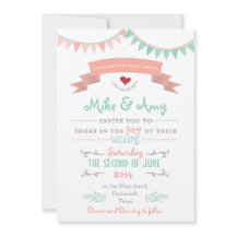 Vintage Bunting Whimsical Wedding Invitation