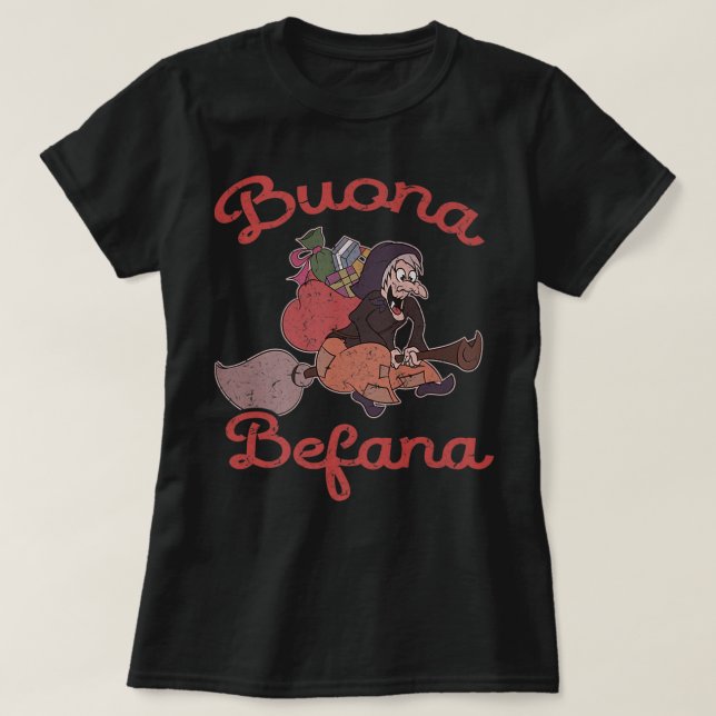 Vintage Buona Befana Italian Christmas Epiphany T-Shirt (Design Front)