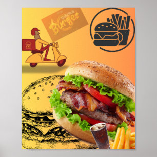 Vintage Burger Fast Food Restaurant Poster - Delic