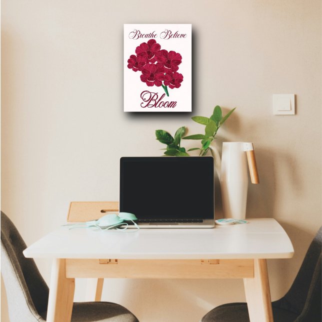 Vintage Burgundy Anemone Florals -Breathe, Believe Poster (Creator Uploaded)