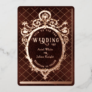Vintage Burgundy Book Lovers Ornate Frame Wedding