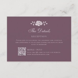 Vintage Burgundy Botanical Wedding Details Enclosure Card