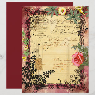 Vintage Burgundy Ephemera Frames Scrapbook Paper