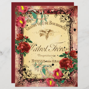 Vintage Burgundy Ephemera Frames Scrapbook Paper