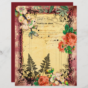 Vintage Burgundy Ephemera Frames Scrapbook Paper